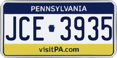 PA license plate JCE3935