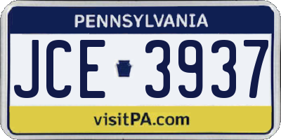 PA license plate JCE3937