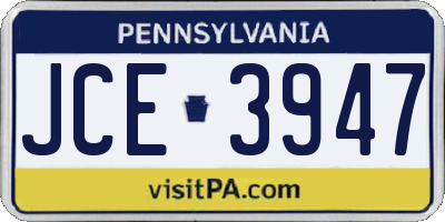 PA license plate JCE3947