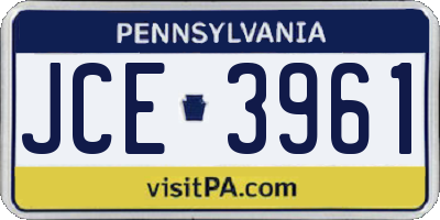 PA license plate JCE3961