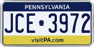 PA license plate JCE3972