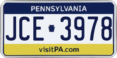 PA license plate JCE3978
