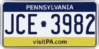 PA license plate JCE3982
