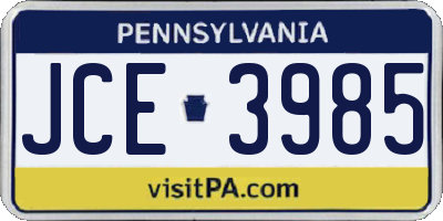 PA license plate JCE3985