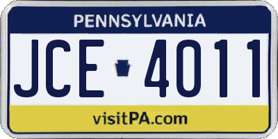 PA license plate JCE4011