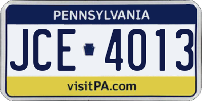 PA license plate JCE4013