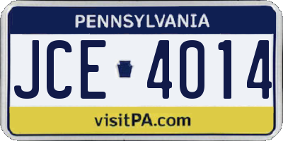 PA license plate JCE4014