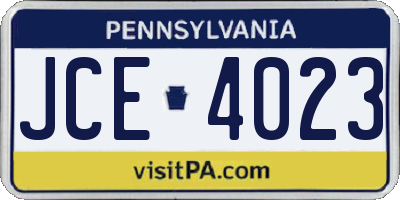 PA license plate JCE4023