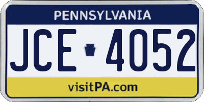 PA license plate JCE4052