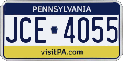 PA license plate JCE4055