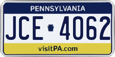PA license plate JCE4062