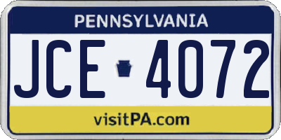 PA license plate JCE4072