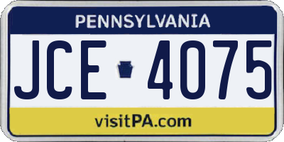 PA license plate JCE4075