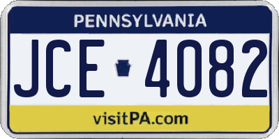 PA license plate JCE4082