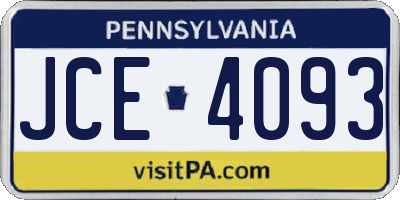 PA license plate JCE4093