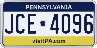 PA license plate JCE4096