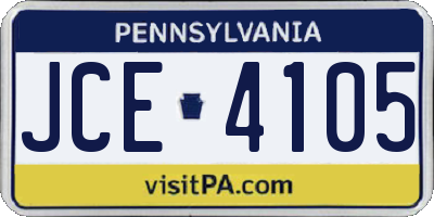 PA license plate JCE4105
