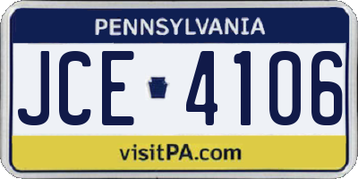 PA license plate JCE4106
