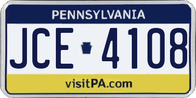 PA license plate JCE4108
