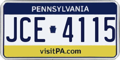 PA license plate JCE4115