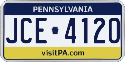 PA license plate JCE4120