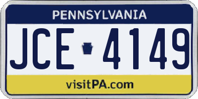 PA license plate JCE4149