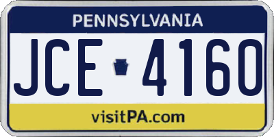PA license plate JCE4160
