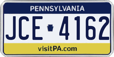PA license plate JCE4162