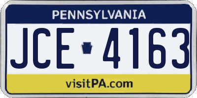 PA license plate JCE4163