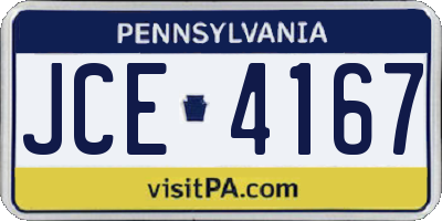 PA license plate JCE4167