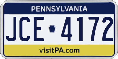 PA license plate JCE4172