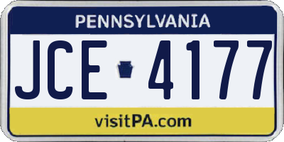 PA license plate JCE4177