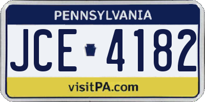 PA license plate JCE4182
