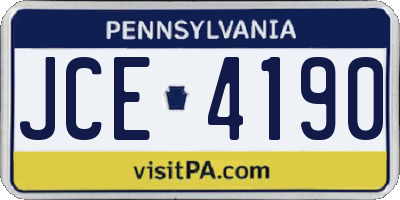 PA license plate JCE4190