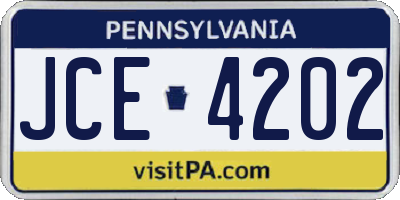 PA license plate JCE4202