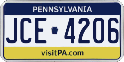 PA license plate JCE4206