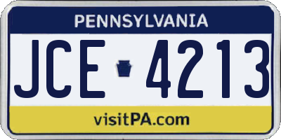 PA license plate JCE4213