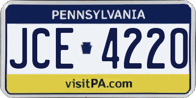 PA license plate JCE4220
