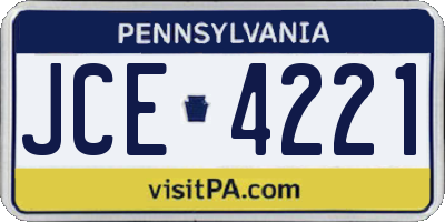 PA license plate JCE4221