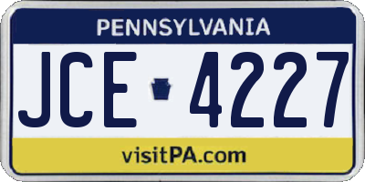 PA license plate JCE4227