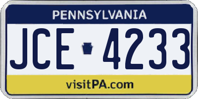 PA license plate JCE4233