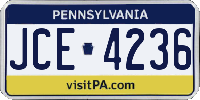 PA license plate JCE4236
