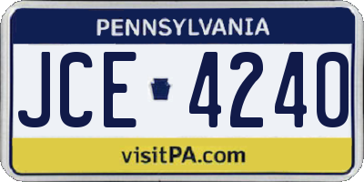 PA license plate JCE4240