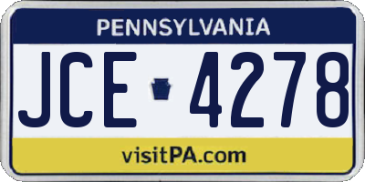 PA license plate JCE4278