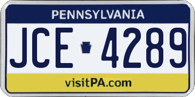 PA license plate JCE4289
