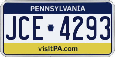 PA license plate JCE4293