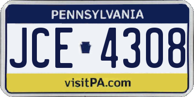 PA license plate JCE4308