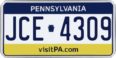 PA license plate JCE4309