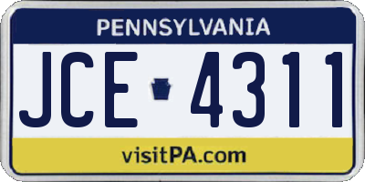 PA license plate JCE4311
