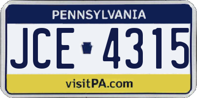 PA license plate JCE4315